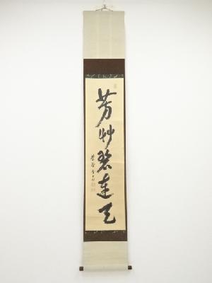 大徳寺小田雪窓筆　「芳草碧連天」一行書　肉筆紙本掛軸（保護箱）